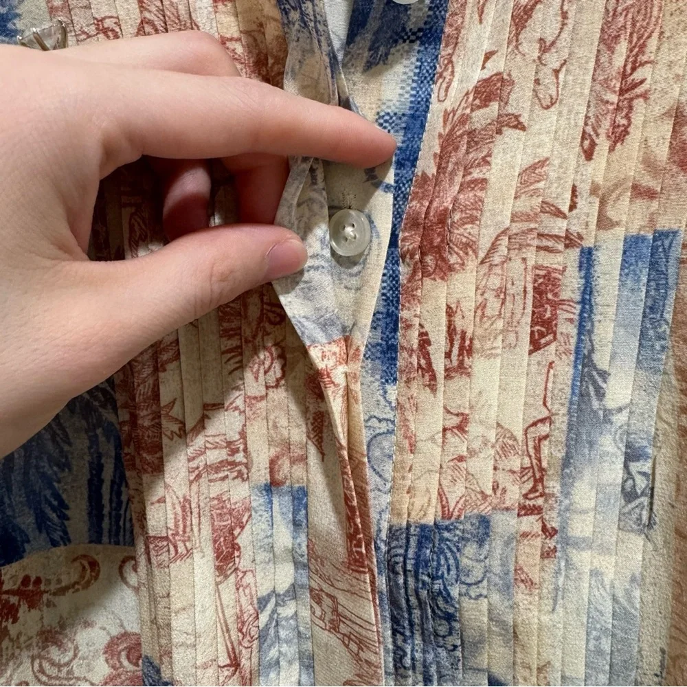 Tory Burch Patchwork Silk Shirt Dress Size 6 Blue Red Toile‎ Plaid